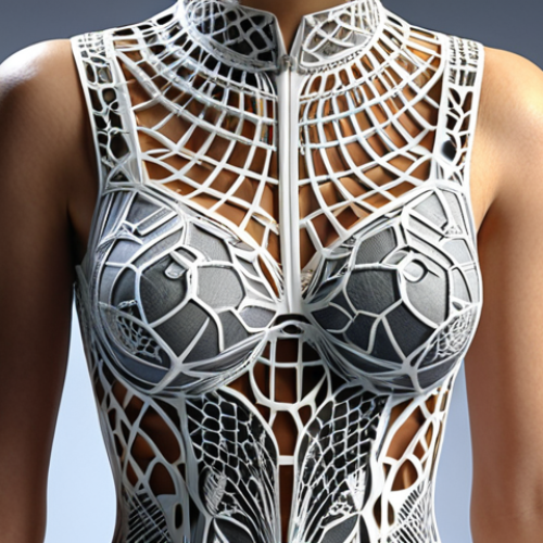 Home 4 **A fashion designer using CAD software and 3D printing to create a unique, sustainable garment from recycled materials.**