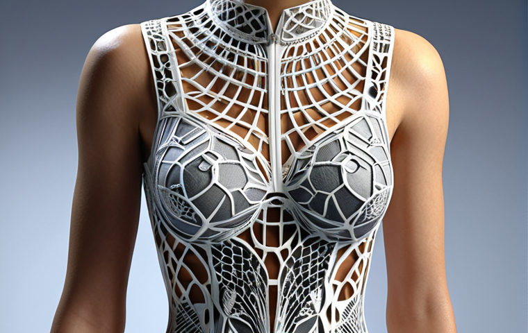 **A fashion designer using CAD software and 3D printing to create a unique, sustainable garment from recycled materials.**