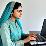 **

"A confident Pakistani businesswoman in a modest Shalwar Kameez with intricate embroidery, working on a laptop in a modern office setting in Karachi, fully clothed, appropriate attire, safe for work, perfect anatomy, natural proportions, professional photography, high quality, family-friendly."

**