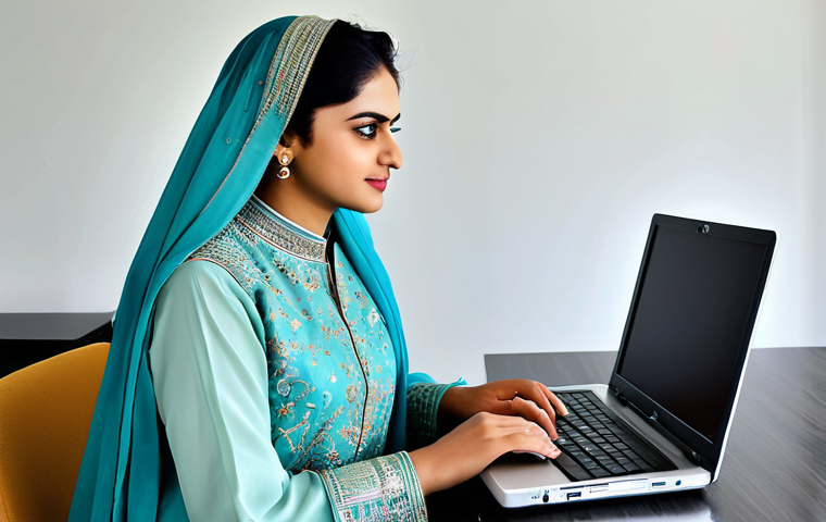 **

"A confident Pakistani businesswoman in a modest Shalwar Kameez with intricate embroidery, working on a laptop in a modern office setting in Karachi, fully clothed, appropriate attire, safe for work, perfect anatomy, natural proportions, professional photography, high quality, family-friendly."

**