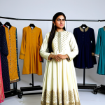 **

A Pakistani fashion designer, female, 30s, in a well-lit studio, sketching designs. She is wearing a modest shalwar kameez with intricate embroidery.  Behind her are racks of colorful fabrics and a mannequin draped in a half-finished design.  Professional, fully clothed, appropriate attire, safe for work, perfect anatomy, correct proportions, natural pose, high quality.

**